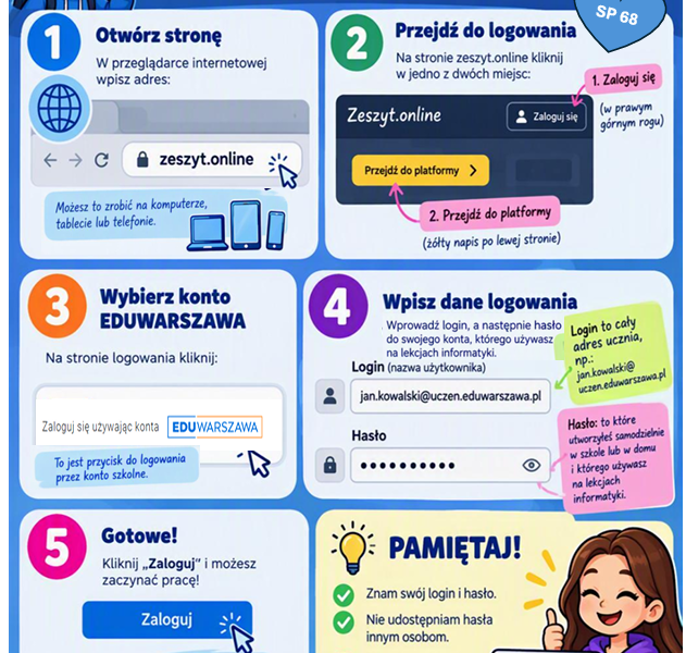 INSTRUKCJA LOGOWANIA SIĘ UCZNIÓW KLAS IV-VI do zeszyt.online